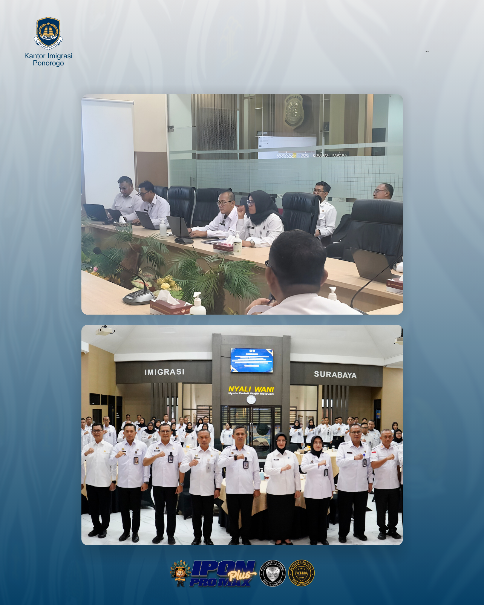 KANTOR IMIGRASI KELAS II NON TPI PONOROGO MENGHADIRI KEGIATAN SOSIALISASI KEPUTUSAN MENTERI IMIGRASI DAN PEMASYARAKATAN NOMOR M.IP-27.OT.01.01 TAHUN 2025 TENTANG TATA KELOLA PENGAWASAN INTERN DI LINGKUNGAN KEMENTERIAN IMIGRASI DAN PEMASYARAKATAN DAN MONIT
