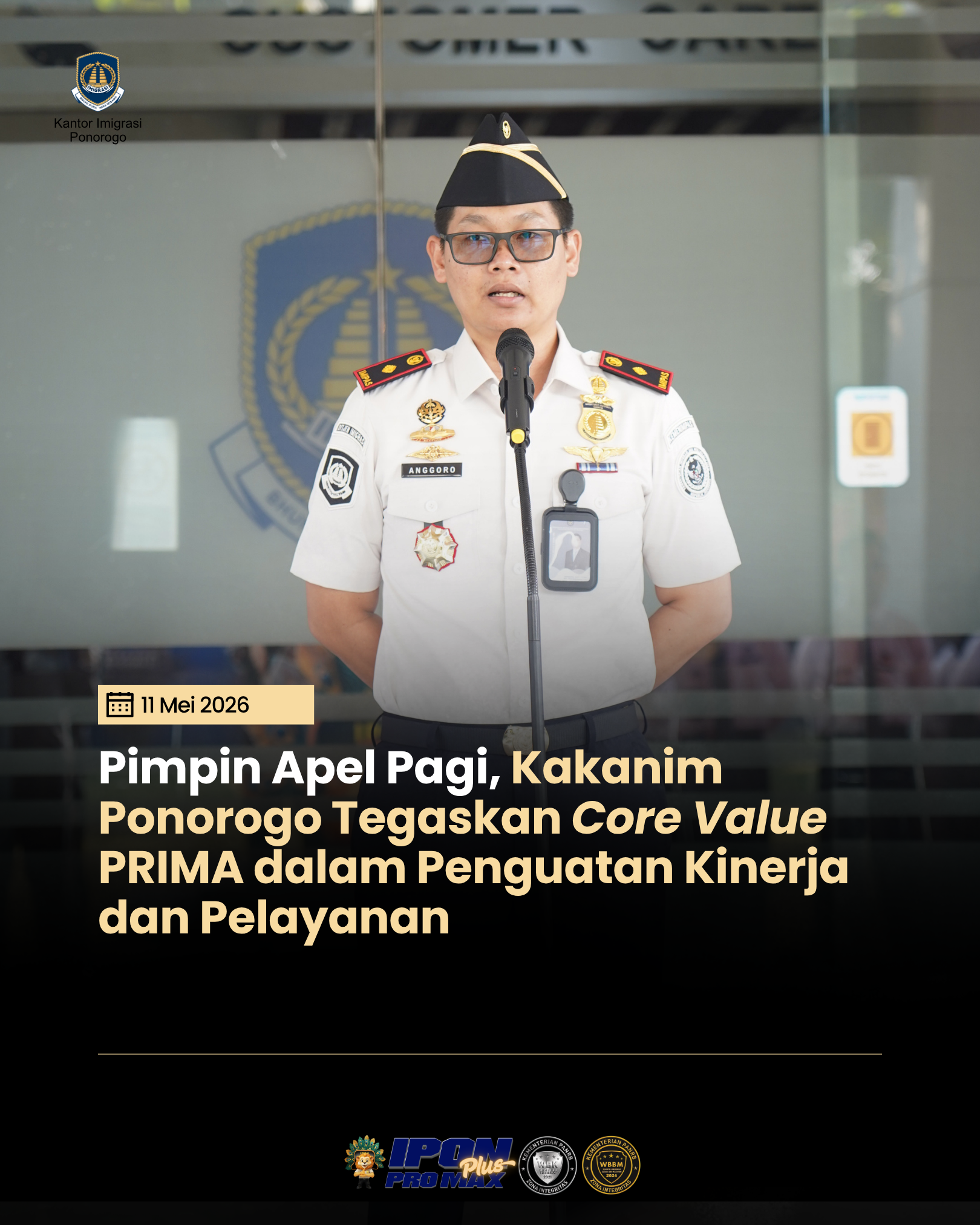 Pimpin Apel Pagi, Kakanim Ponorogo Tegaskan Core Value PRIMA dalam Penguatan Kinerja dan Pelayanan